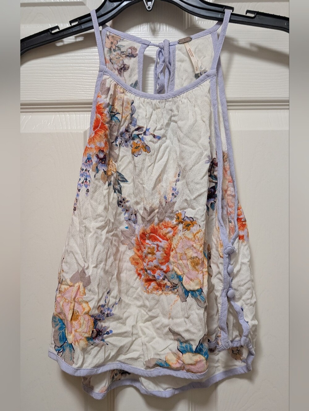 Free People Floral Tank Top Side Button Size Small S Cropped